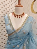 Crushed silk with stone and sequence flower - Image 24