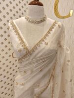 Crushed silk with stone and sequence flower - Image 32