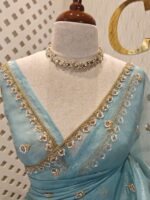 Crushed silk with stone and sequence flower - Image 35