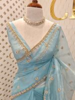 Crushed silk with stone and sequence flower - Image 36