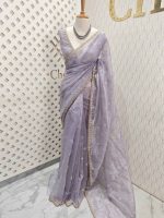 Crushed silk with stone and sequence flower - Image 20
