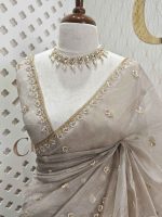 Crushed silk with stone and sequence flower - Image 18