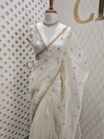 Crushed silk with stone and sequence flower - Image 15