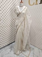 Crushed silk with stone and sequence flower - Image 14