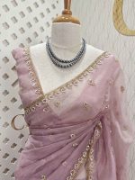 Crushed silk with stone and sequence flower - Image 12