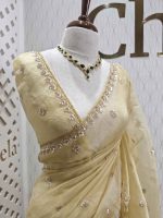 Crushed silk with stone and sequence flower - Image 4