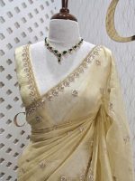 Crushed silk with stone and sequence flower - Image 2