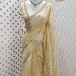 Crushed silk with stone and sequence flower