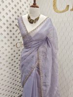 Crushed silk with sequence and stone small flower - Image 19