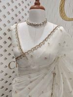 Crushed silk with sequence and stone small flower - Image 12