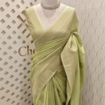 Soft tussar banarasi peacock feather butta