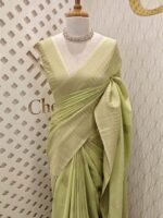 Soft tussar banarasi peacock feather butta