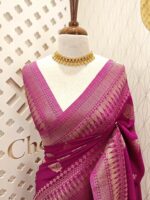 Soft tussar banarasi peacock feather butta - Image 10
