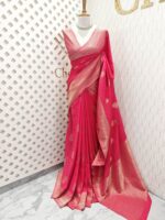 Soft tussar banarasi with mango border - Image 3