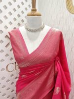 Soft tussar banarasi with mango border - Image 2