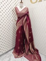 Soft tussar banarasi with mango border - Image 8