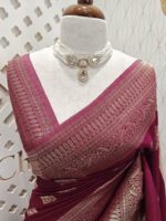 Soft tussar banarasi with mango border - Image 7