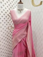 Soft tussar banarasi with mango border - Image 14
