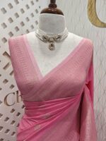 Soft tussar banarasi with mango border - Image 13