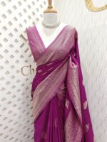 Soft tussar banarasi with mango border - Image 18