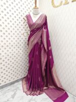 Soft tussar banarasi with mango border - Image 17