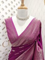 Soft tussar banarasi with mango border - Image 16