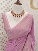 Soft tussar banarasi vein and floral border - Image 26