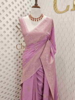 Soft tussar banarasi vein and floral border - Image 27