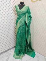 Soft tussar banarasi with spiral veins and floral - Image 3