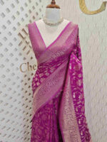 Soft tussar banarasi with spiral veins and floral - Image 6