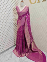 Soft tussar banarasi with spiral veins and floral - Image 5