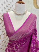 Soft tussar banarasi with spiral veins and floral - Image 4