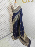Soft Tussar Banarasi with temple arch buttas - Image 5