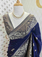 Soft Tussar Banarasi with temple arch buttas - Image 7