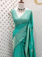 Soft tussar banarasi swan like border - Image 6
