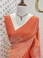 Soft tussar banarasi with swan like border contrast - Image 5