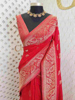 Soft Tussar Banarasi with temple arch buttas - Image 11