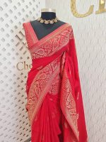 Soft Tussar Banarasi with temple arch buttas