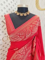 Soft Tussar Banarasi with temple arch buttas - Image 3