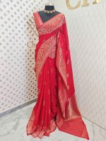 Soft Tussar Banarasi with temple arch buttas - Image 4