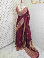 Soft Tussar Banarasi with temple arch buttas - Image 8