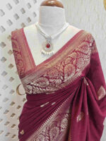 Soft Tussar Banarasi with temple arch buttas - Image 10