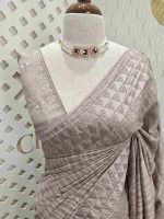 Semi tussar with triangle shapes on boarder - Image 6