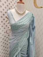 Semi tussar with triangle shapes on boarder