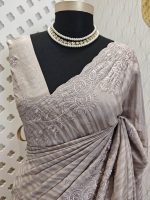 Semi tussar with beads embroidery work and embroidery motif on scalp boarder - Image 4