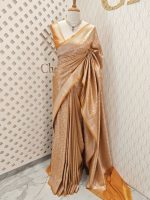 Soft Katan silk with silver zari geometric pattern - Image 6