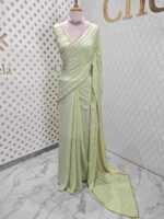 Georgette with cut beads work single shade - Image 60