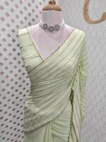 Georgette with cut beads work single shade - Image 58
