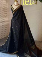 Kanjeevaram with mango pallu and big polka dot body - Image 3