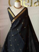 Kanjeevaram with mango pallu and big polka dot body - Image 2